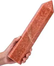 JIC Gem Extra Large Sunstone Healing Crystal Obelisk Tower Points 6 Faceted Sunstone Quartz Crystals Tower Wand Point Decor Chakra Meditation 3.5-4.0 Lbs