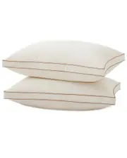 Unikome 2-Pack 300 Thread Count Organic Cotton Down Feather Gusseted Bed Pillows
