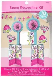Sweet Party Cupcake Bright Colors Modern Birthday Party Room Decorating Kit