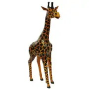 Standing Giraffe Handmade Painted Leather Statue