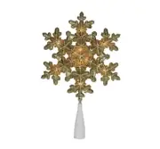Northlight 9" Pre Lit Gold Snowflake Christmas Tree Topper Clear Lights New
