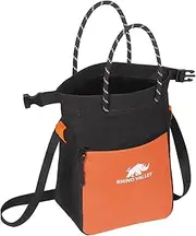[Rhino Valley] Magnesia Bag, No Leak Magnetic Climbing Chalk Bag with Handle, Climbing Chalk Bucket Gear with Adjustable Belt, Zip Pockets for Fitness, Weightlifting, Black + Orange