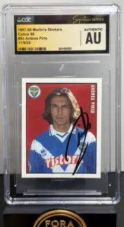 1997 Merlin Calico 98 Andrea Pirlo Rookie sticker Hand Signed #93 Italy Brescia