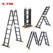 Black Multi Purpose Ladder Aluminium Folding Platform Extension Step 3.7M