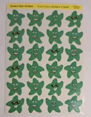 Vtg Trend Stinky Scratch N Sniff Stickers Green Apple Green Star Smiles