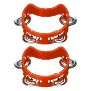 2pcs Tambourine, Jingle Bells Wrist Bells Hand Bell Musical, Orange