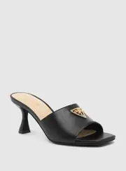 GUESS Women's Black Wrenly Heeled Mules Size: 8, Faux Leather