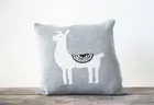 NEW Creative Co-op 18" Square Llama Pillow with Insert / Gray