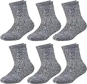 [Jormatt] 6 Pairs Toddler Thick Thermal Crew Socks Boys and Girls Cute Warm Slipper Socks with Non Slip Girps