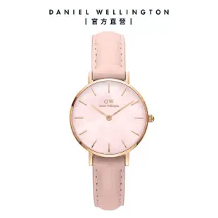 【Daniel Wellington】DW 手錶 Petite Rouge 28mm珍珠貝真皮皮革腕錶-玫瑰金(DW00100511)