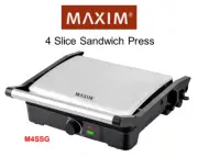 Maxim 4 Slice Stainless Steel Grill/Toastie/Toaster Sandwich Maker M4SSG