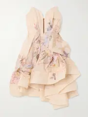 [Zimmermann] Zimmermann - Illuminate Draped Floral-print Linen And Silk-blend Mini Dress - Pink - 4 4 Pink