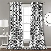 Lush Decor Edward Trellis Curtains Room Darkening Window Panel Set for Living, Dining, Bedroom (Pair), Black & White, 52" W x 95" L