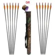 Archery 12X Carbon Shafts Arrows & Quiver Gift For Compound Recurve Bow Hunting