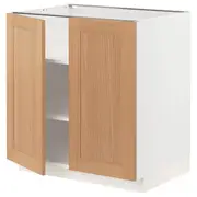 METOD base cabinet with shelves/2 doors, white/Vedhamn oak, 80x60x80 cm
