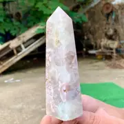 176G Natural cherry blossom agate ObeliskQuartz Crystal Tower Healing