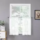 Short Sheer Tier Curtains Linen Textured Half Kitchen Curtain Sheers Light