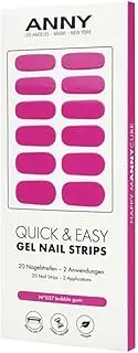 ANNY Gel Nail Strips - UV Nail Wraps for Sticking with UV Lamp, Durable & Splinter Free, Easy Application, Colour: Bubble Gum - Soft Magenta - No. 37
