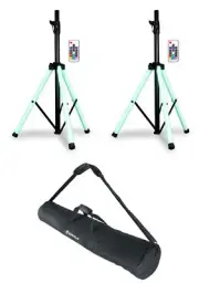 (2) American DJ CSL100 Color Stand LED Tripod Speaker Stands wRemote+Carry Bag