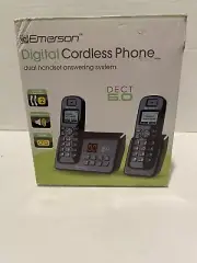 DUAL Emerson Digital Cordless Phone Dect 6.0 with Answering System Caller ID NOB