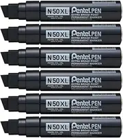 Pentel PEN Jumbo Permanent Marker Chisel Point Black Ink, Box of 6 Markers (N50XL-A)