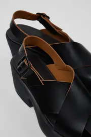 Billie Black Leather Sandals for Women.