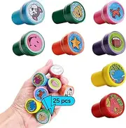 Assorted Stamps for Kids Self Inking Stamp Set of 25 pcs Small Ink Stamps Cute Hand Stampers for Crafting and Art Projects - Teacher Stamps Classroom Party Favors School Supplies Treasure Box Prizes