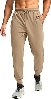 [Pudolla] Men's Fleece Lined Joggers Sweatpants with Zipper Pockets Winter Warm Pants for Men Running Workout Gym Athletic
