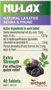 NU-LAX Natural Laxative Extra Strength Senna & Prunes 40t