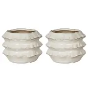 2PK Belle Frilly Ceramic Planter Indoor Plant Container/Holder Medium 17cm White