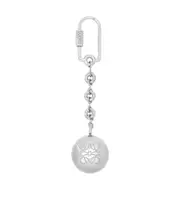 Pebble keyring in brass One size White