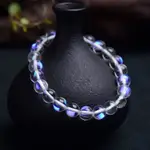 斯里蘭卡玻璃體藍月光石手鍊彩虹光單圈女款手串月亮石