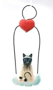 Cloud Kitty CatChristmasTreeOrnament Hand Carved BalineseArtistBlackWhite Kitty)