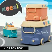 Keezi 3PCS Toy Storage Box Cute Car Toy Container Kids Toy Organiser Snack Boxes