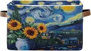 Starry Night Sunflowers Storage Bin, Decorative Rectangle Home Organizer