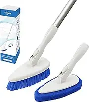 Qaestfy Shower Cleaning Brush and Scrubber Scourer Combo with 51'' Detachable Long Handle Tub and Tile Shower Bathroom Cleaner Scrubber Brush Cleaning Tools for Shower Bath Bathtub Tub Cleaning