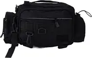 Fishing Tackle Bag, Nylon 600D Large Capacity Multi Functional Fishing Tackle Backpack with Shoulder Pad and Waist Belt, Fishing Backpack for Travel Fishing(Black)