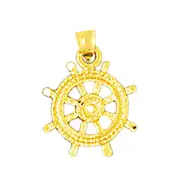 14K Gold 12MM Ship Wheel Charm