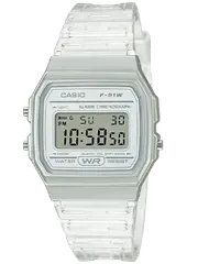 Casio F91WS-7 Digital Chronograph Women's Watch Clear Resin Band Alarm Date AU