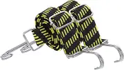 uxcell 2Pcs Adjustable Bungee Cords with Hooks, 39 Inch Flat Heavy Duty Elasticity Straps Rubber Bungee Cords with Buckle for Outdoor, Camping, Tarp, Bike Rack, Luggage, Black Yellow