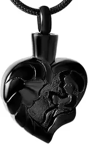 DOTUIARG Human Remembrance Jewelry Mother Forever Heart Stainless Steel Cremation Urn Necklace for Ashes