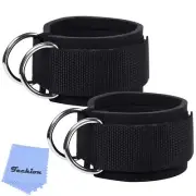 1 Pair of Fitness Ankle Straps for Cable Machine - Double D-Ring Adjustable C...