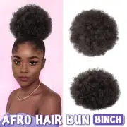 8 Inch Afro Puff Bun Hairpiece Curly Ponytail Natural Black Hair Extension Clip