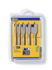 Irwin 88885 Speedbor Carbon Steel Hex Shank Spade Bit Set for Drilling Wood