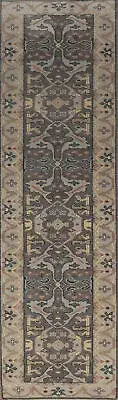 Handmade Oushak Indian Hallway 12' Runner Rug Wool Carpet 3x12 ft