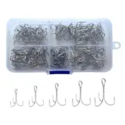 High Carbon Steel Treble Fishing Hook Round Saltwater Bass Round Bend Tackle