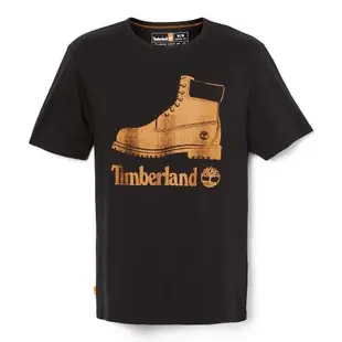 Timberland 男款黑色仿舊靴子標誌圖案短袖T恤A626S001