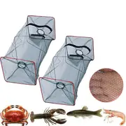 2×Foldable Fishing Bait Trap Fish Net Cast Dip Cage Crab