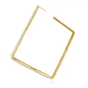 Culturesse Drama Oversized Single Pearl Square Earring 18K Yellow Gold Plating