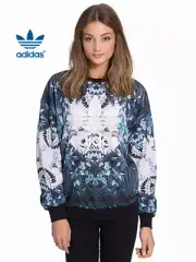 NWT $96 ADIDAS ORGINALS Women M Florera Pullover Print Logo TOP Sweatshirt RARE